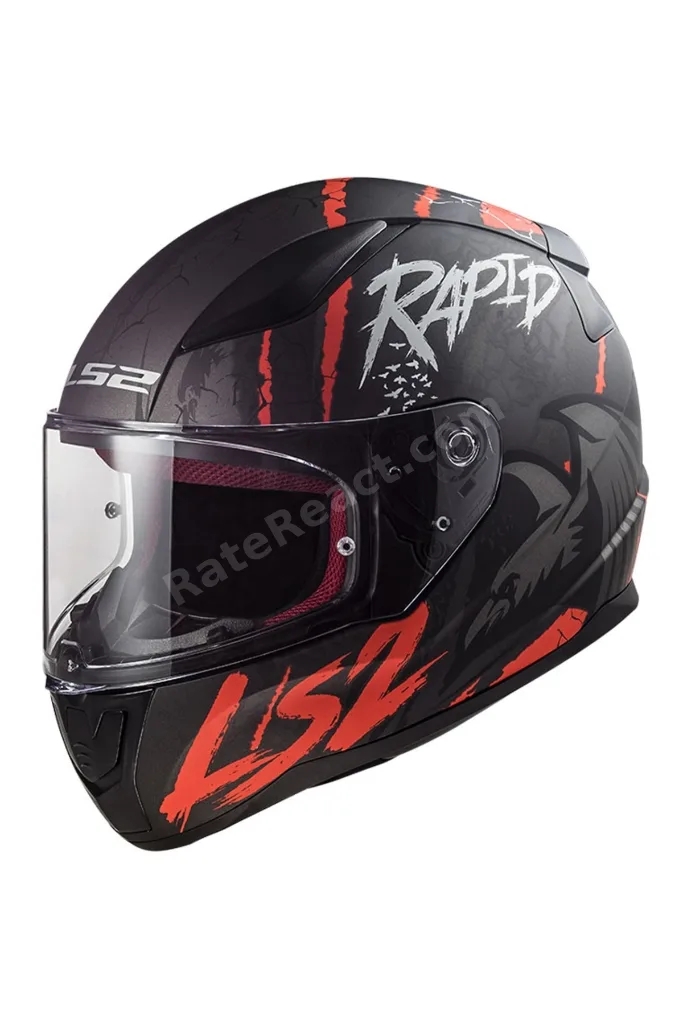 Rapid Raven Full Face Motosiklet Kask Siyah - Beyaz - Kırmızı