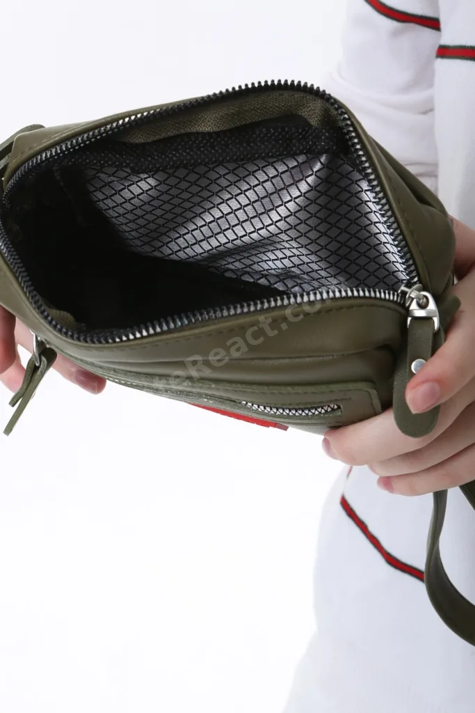 Yeşil Minik Unisex 3 Gözlü Deri Çanta