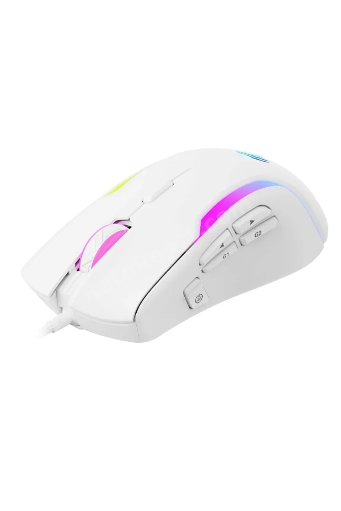 Gamenote Ms1033 Rgb Uyumlu 8000 Dpı Ayarlanabilir Ağırlıklı Beyaz Gaming Makrolu Oyuncu Mouse