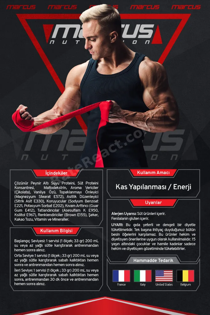 Marcus Whey Protein Tozu X Series 561 G (ÇİKOLATA AROMALI)