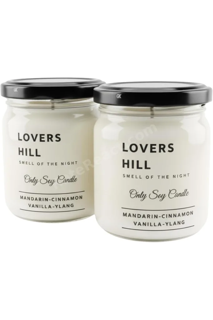 Lovers Hill 2’li Set Doğal Soya Mumu – 7oz Cam Kavanoz – 40+ Saat Yanma Süresi – Mandalina, Tarçın,