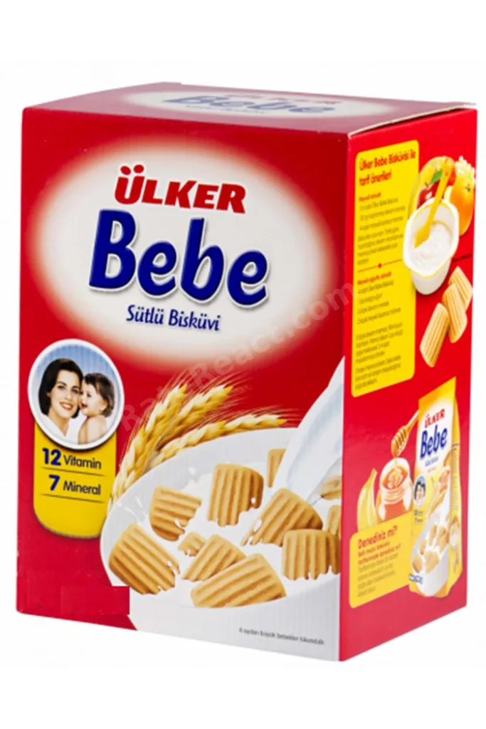 Sütlü Bebe Bisküvisi 800GR (12 Vitaminli 7 Minarelli) Kutu (4 Lü Set)