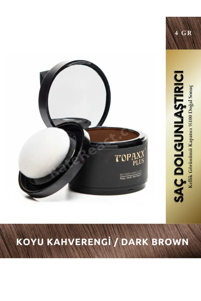 Koyu Kahverengi/Dark Brown Suya Dayanıklı Saç Dolgunlaştırıcı Seyrek Kapatıcı Saç Pudrası 4gr