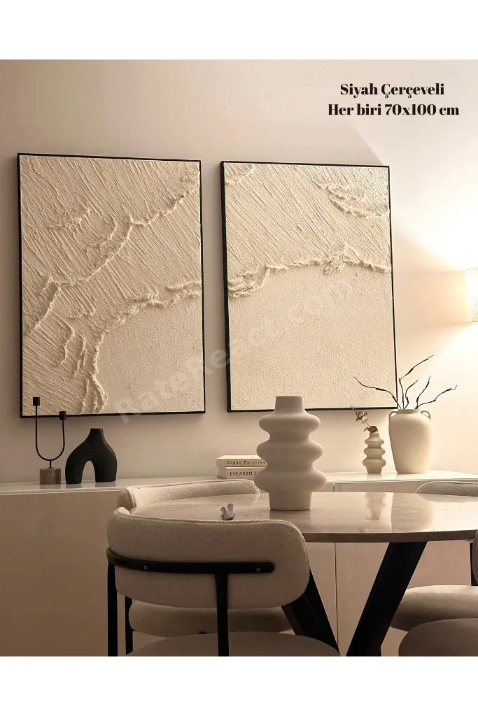 Dokulu Tablo 3 Boyutlu Tablo Alçı Tablo İskandinav Tablo Minimalist Tablo El Yapımı Tablo Doku Sanat