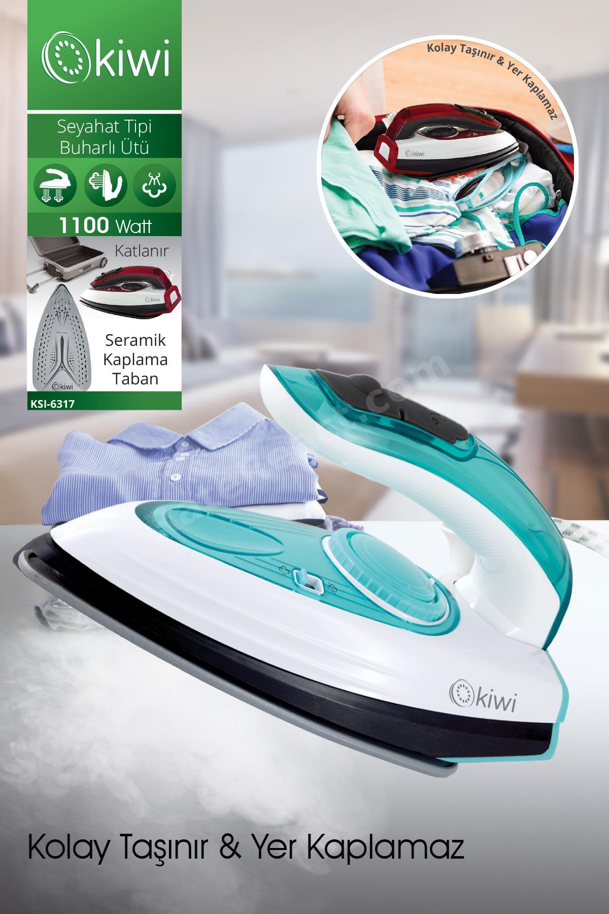 Ksı-6317 2'si 1 Arada Buharlı Seyahat Ütüsü & Dikey Portatif Kırışık Giderici Mavi