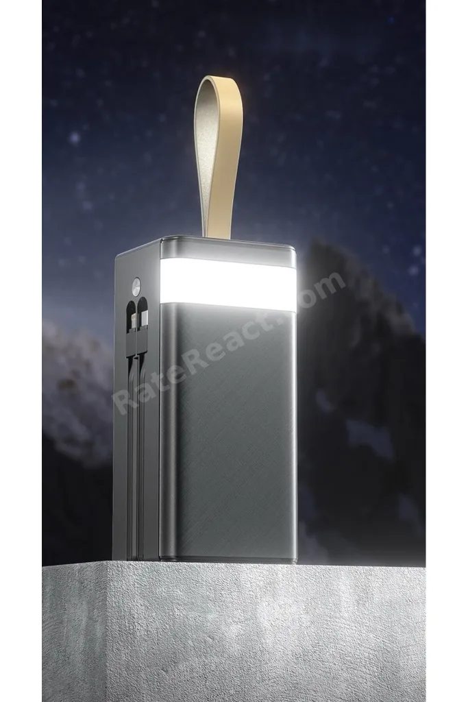 Solar 50.000 Mah Güneş Enerjili Led Işıklı Powerbank Şarj Aleti 4xUsb Çıkış Çoklu Şarj Çıkışı Kablo