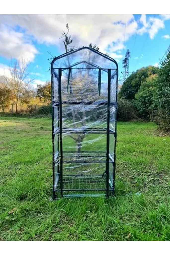 TTKTEKNOLOJİ 16040 4 Katlı Tekerlekli Portatif Şeffaf Bahçe Serası - 69cm x 49cm x 160cm TTKTEKNOLOJ