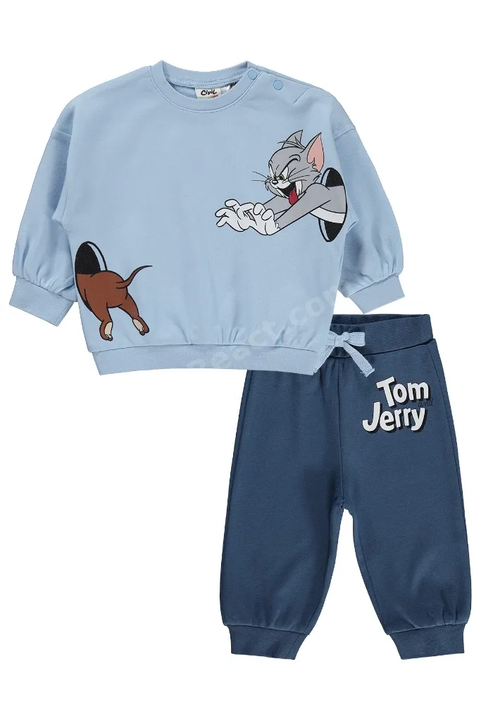 Tom and Jerry Baskılı 3-18 Ay Takım - Mavi