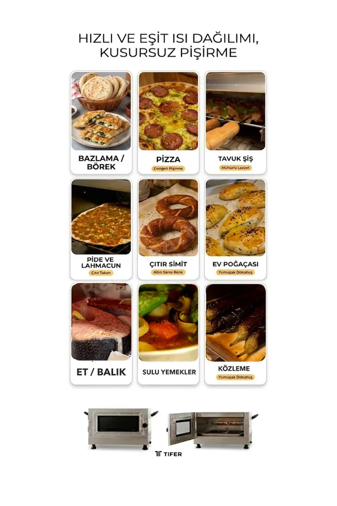 Hamarat Plus PRO Elektrikli Çift Rezistanslı Taş Fırın Bazlama, Pizza, Pide ve Lahmacun Fırını