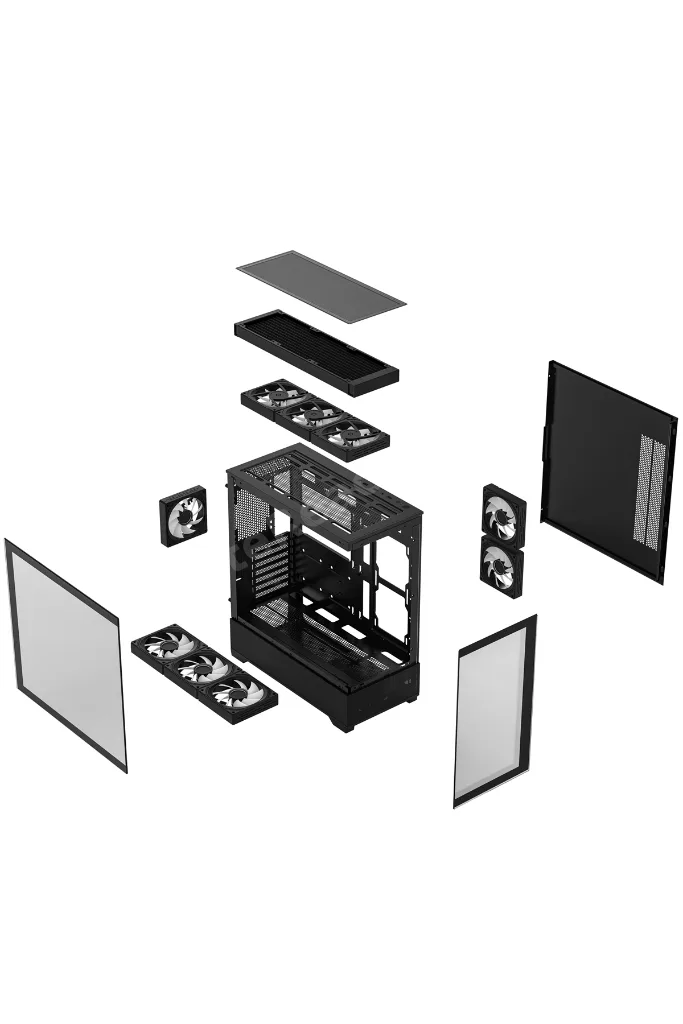 CF925 Tamperli Cam Gaming Oyuncu Kasası Siyah - 3 RGB Fanlı, Kumandalı, ITX/M-ATX/ATX/E-ATX Uyumlu