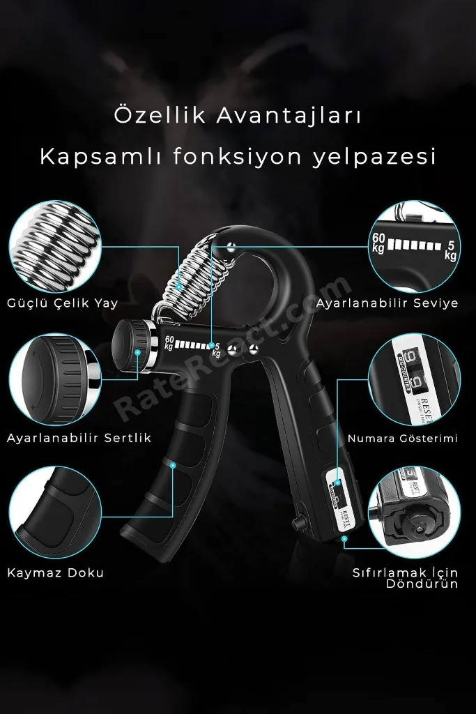 El Yayı Siyah Renkli Bilek Egzersizleri Kas Güçlendirme Spor Aleti Direnç Bandı Bilek Güçlendirici