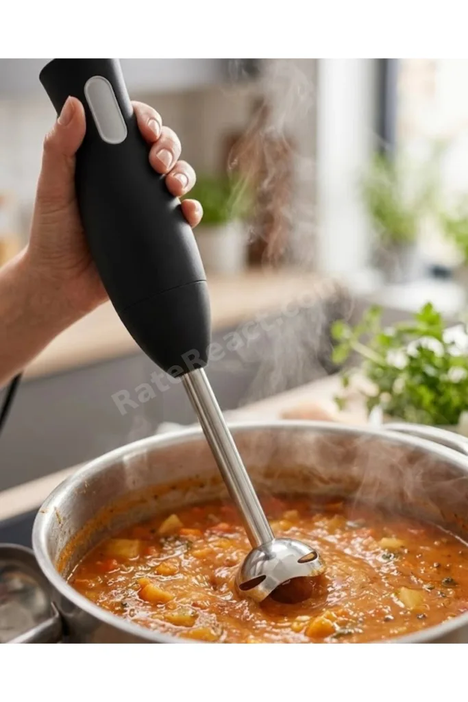 Metal ayaklı el blenderı, ergonomik tasarım ve güvenli kullanım sağlar