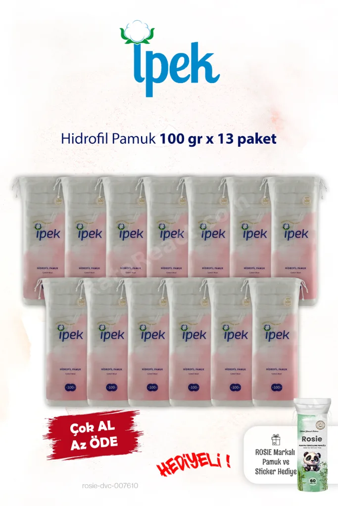 13 Paket Hidrofil Pamuk 100 gr ve ROSIE