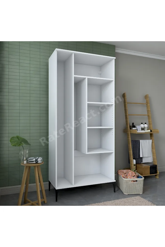 Rani KC104 Banyo Dolabı 2 Kapaklı 4 Raflı Çok Amaçlı Dolap Beyaz