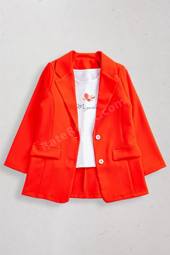 9-14 Yaş Magnolia Kız Çocuk Blazer Ceket-Oranj
