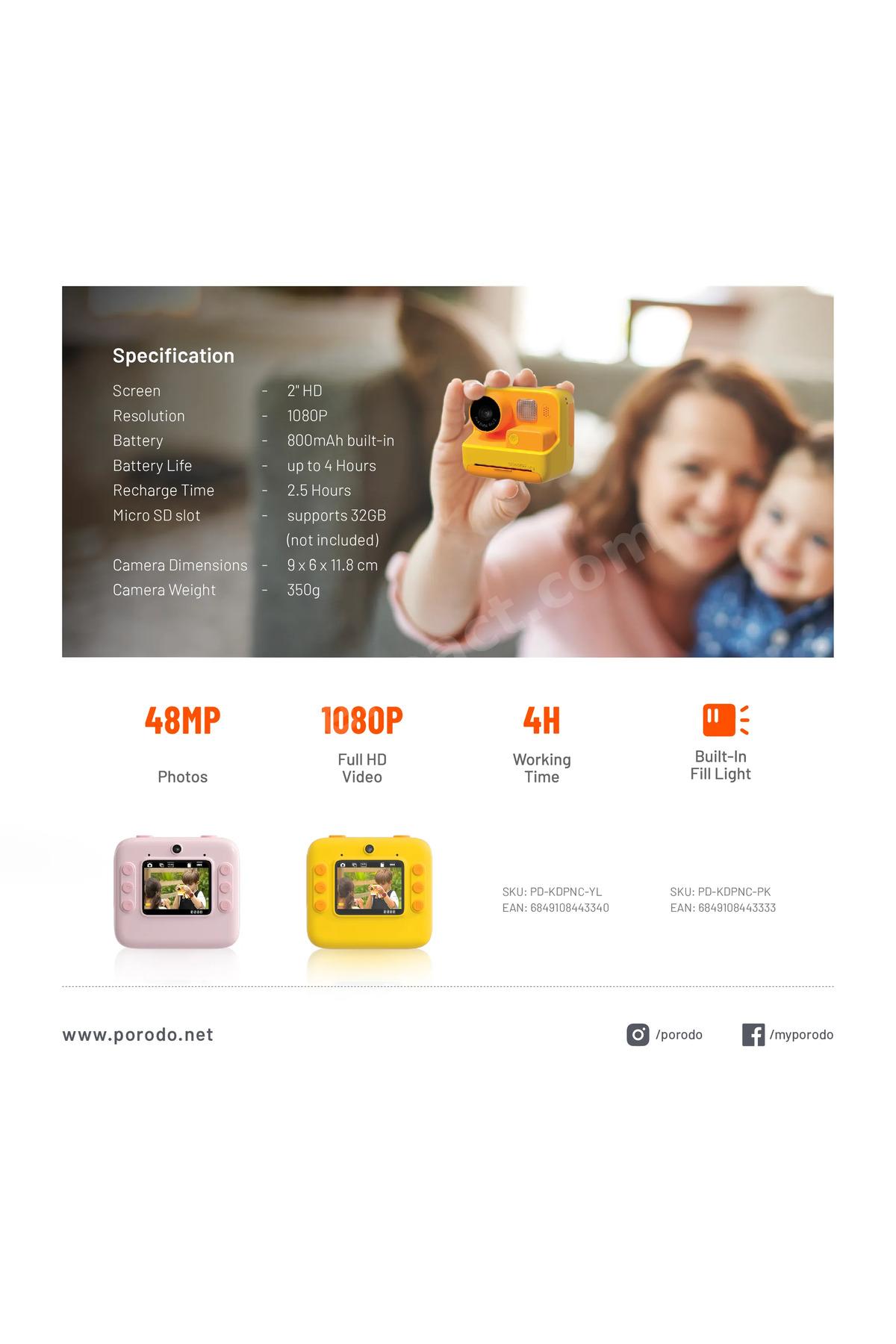 Şipşak Çocuk Fotoğraf Makinesi, 48MP Termal Anında Baskı Yapan Kamera, 1080P Full HD Video Kaydı