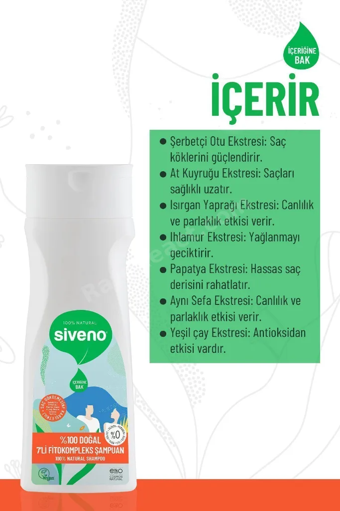 %100 Doğal Fitokompleks Şampuan 7 Bitki Yoğun Dökülme Karşıtı Dolgunlaştırıcı 300 ml X 2 Adet