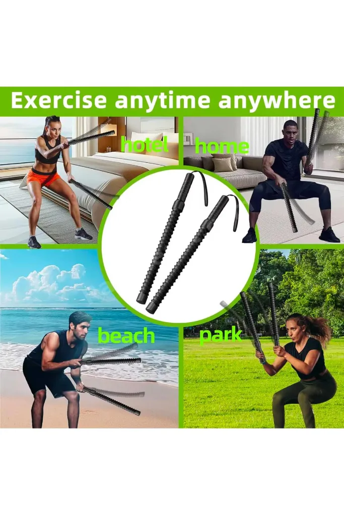 Cordless Battle Rope Fitness Çubuğu – Titreşimli Dalga Mekanizması – Kol, Omuz, Core Antrenmanı
