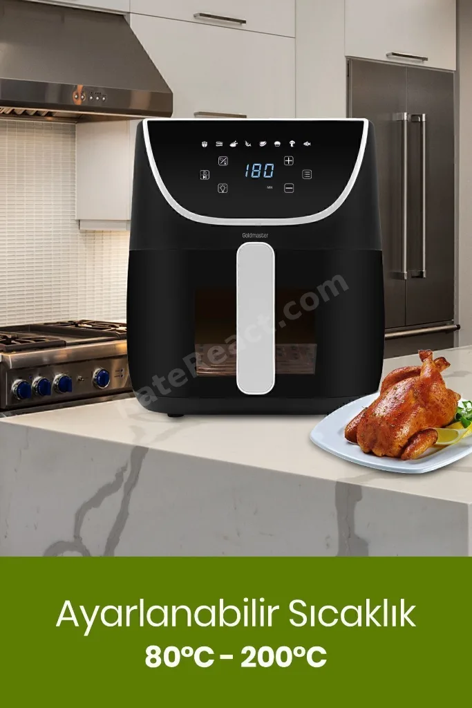 Gustofry  Xl Dokunmatik Cam Kapaklı Hazne Aydınlatmalı Airfryer Sıcak Hava Fritözü