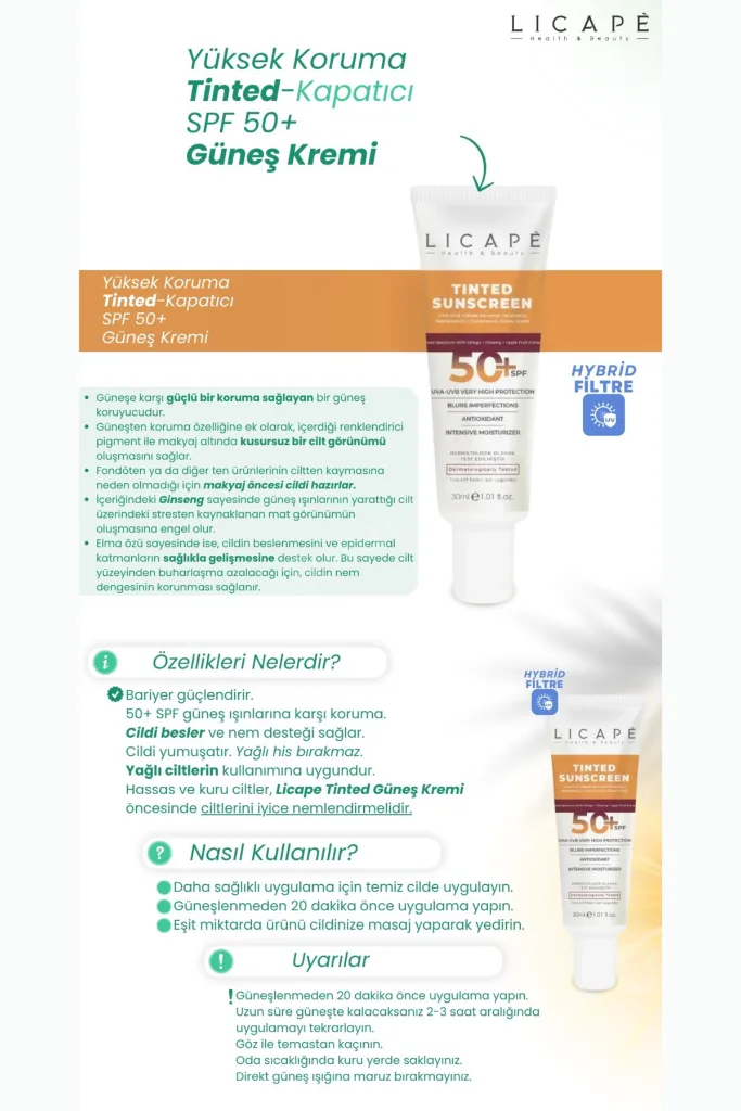 Yüksek Koruma Tinted (KAPATICI) 50 Spf Güneş Kremi
