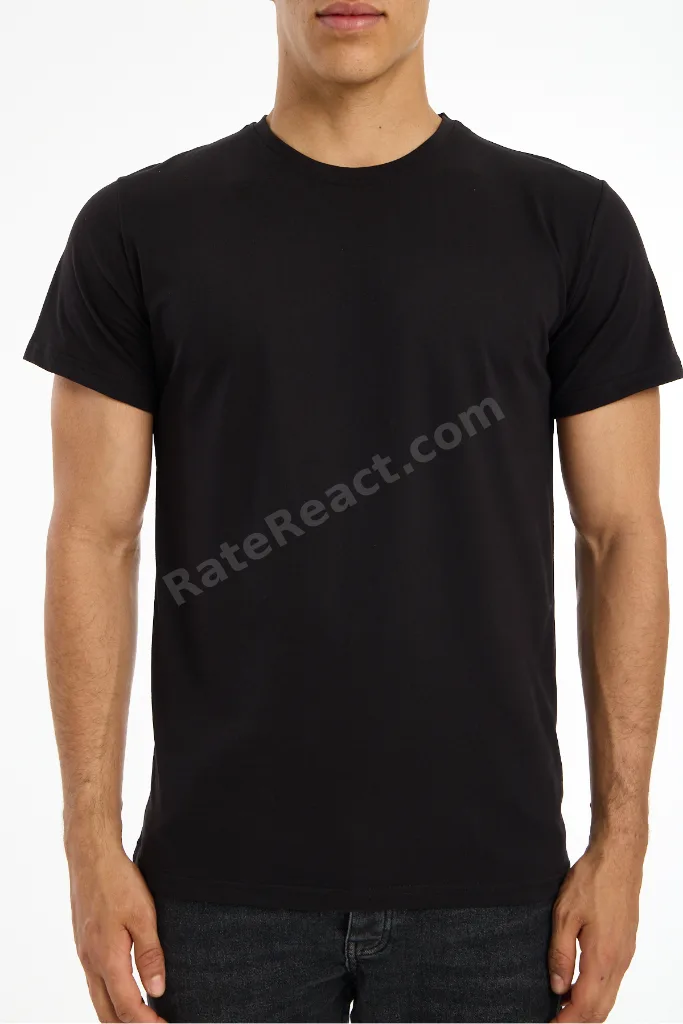 MÅNSKEN YÜKSEK İSVEÇ KALİTESİ Regular Kesim %100 Pamuk Siyah Bisiklet Yaka Premium Tişört / T-Shirt