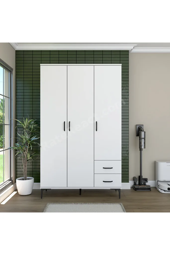 Rani KC105 Banyo Dolabı 3 Kapaklı 13 Raflı 2 Çekmeceli Çok Amaçlı Dolap Beyaz