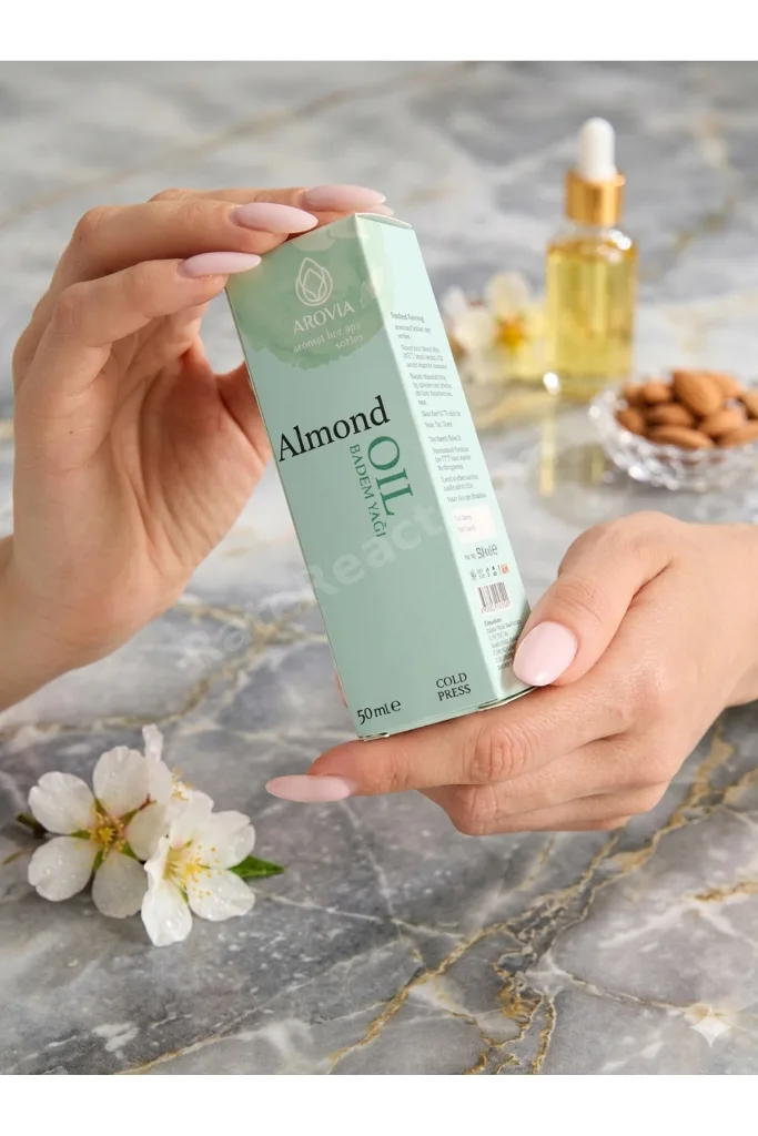 %100 Doğal Tatlı Badem Yağı 50 ml - Soğuk Pres Saç Kaş Kirpik Ve Cilt Bakım Yağı Aromaterapi