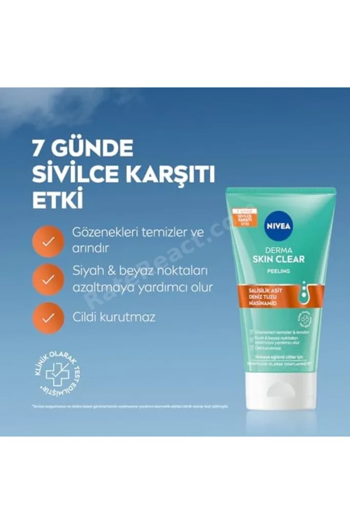 Derma Skin Clear Karşıtı Yüz Temizleyici Peeling 150ml + Tonik 200ml + Burun T-Bant 4 Adet