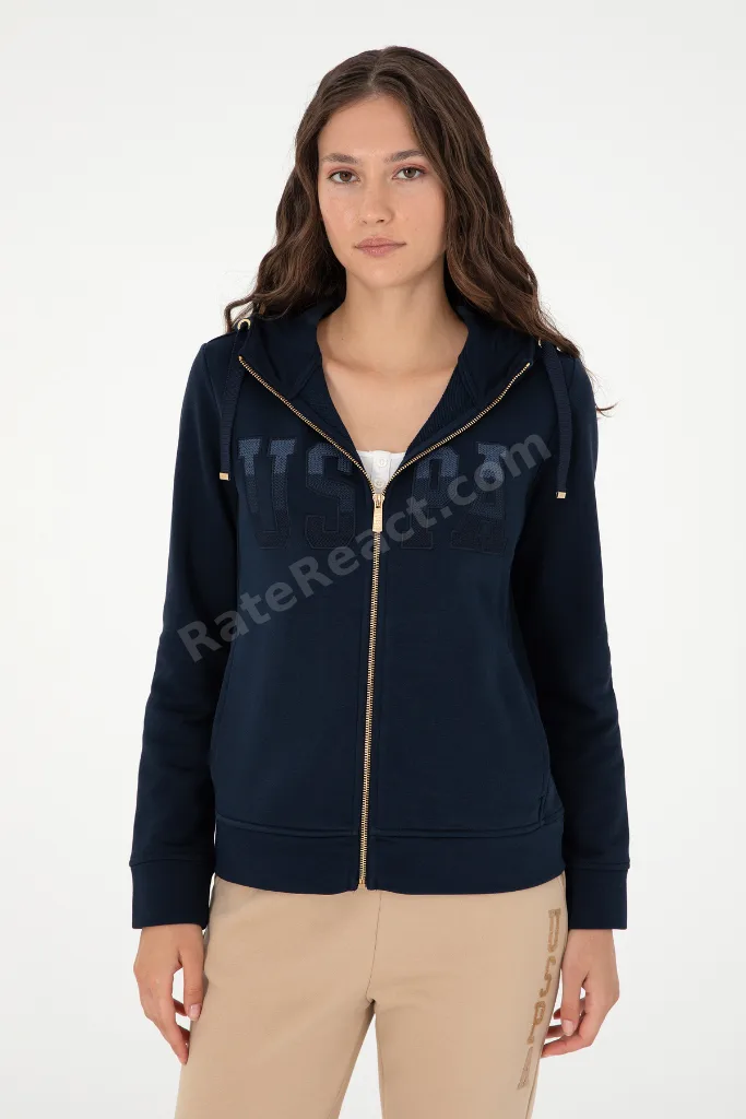 Kadın Lacivert Basic Kapüşonlu Sweatshirt 50289540-VR033