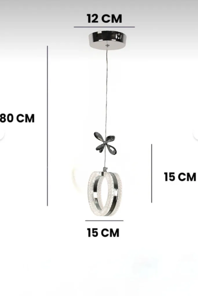 TEKLİ ALYANS KROM 3 RENK MODLU KRİSTAL TAŞLI LEDLİ SARKIT AVİZE