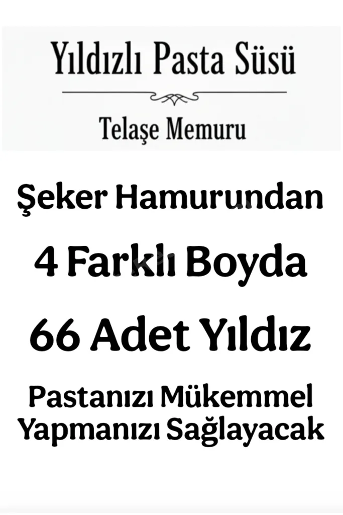 Sarı Kırmızı Şeker Hamuru Pasta Tamamlayıcı Süs - 66 Adet Yıldız Pasta Süsü - Yenilebilir Pasta Süsü