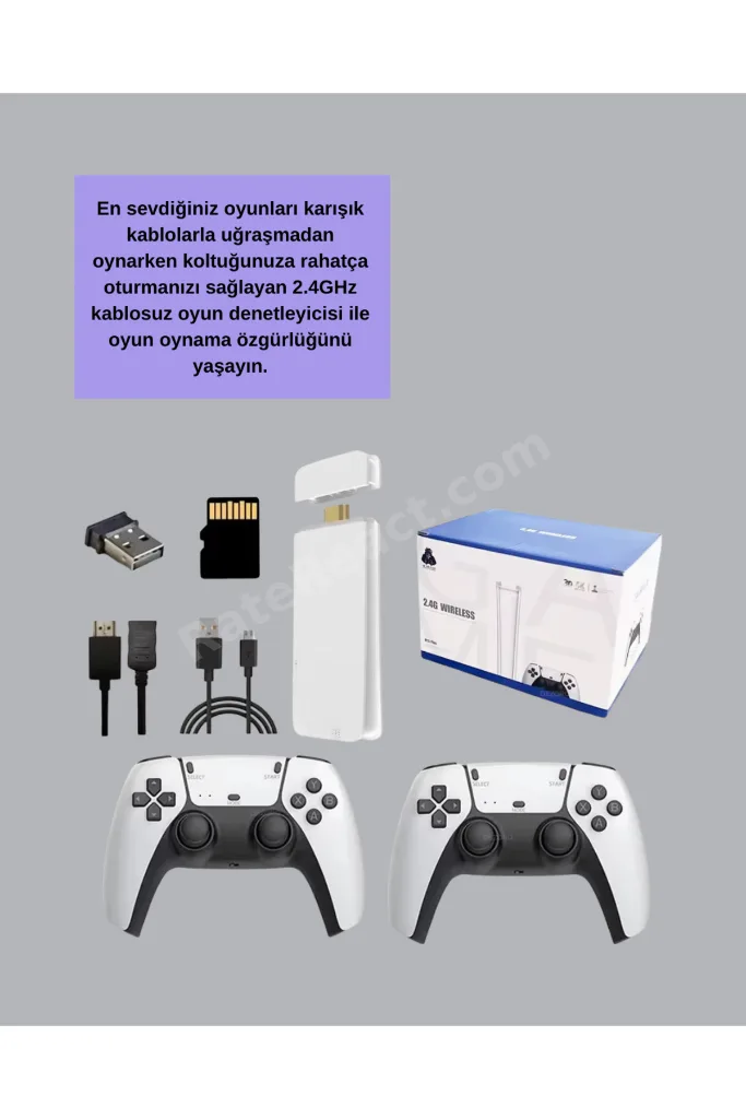 2 Kollu Kablosuz 4K TV Uyumlu Klasik Oyun Konsolu -
