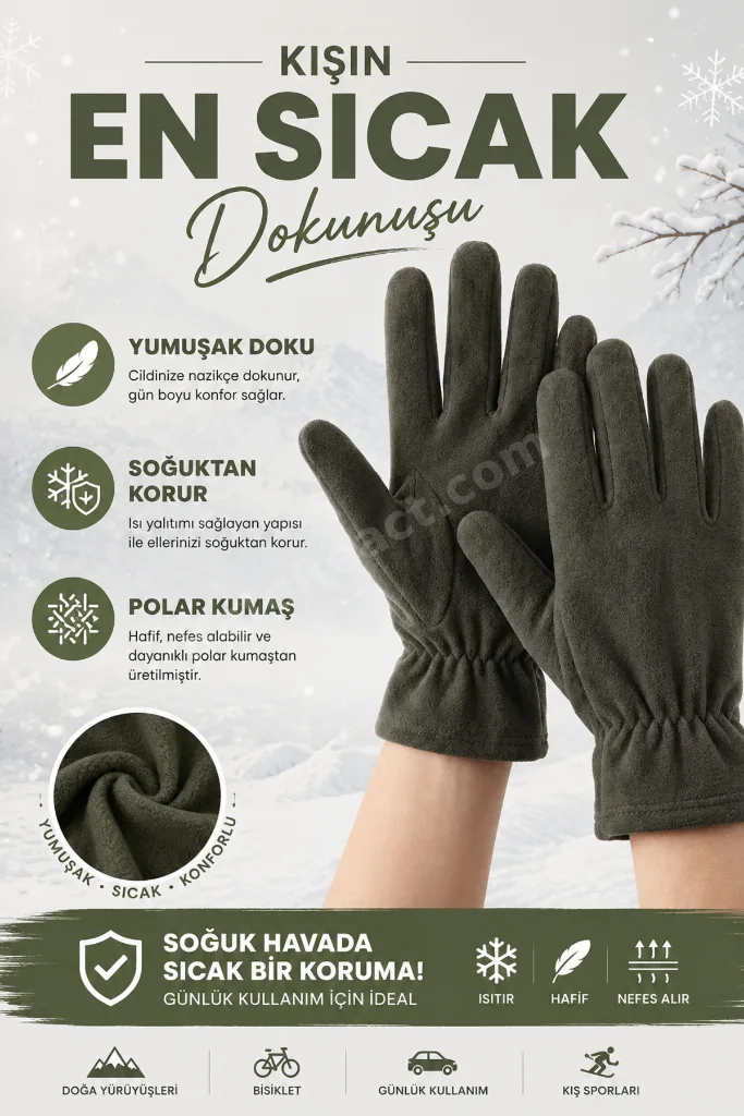 Unisex Premium Yumuşak Dokulu Kışlık Termal Sıcak Tutan,Doğa Sporları Eldiveni
