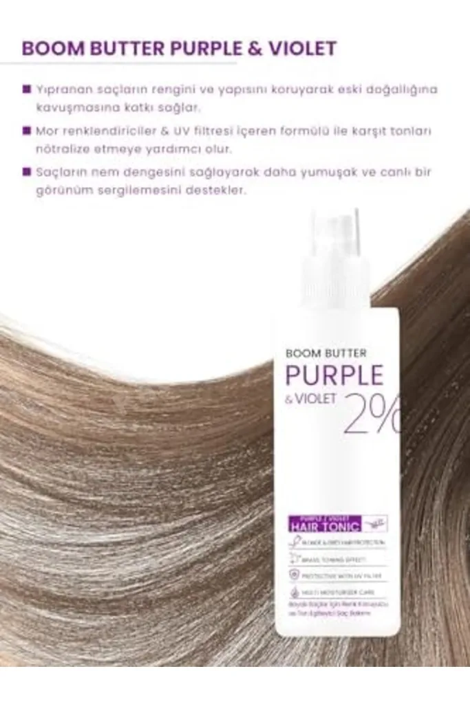 BOOM BUTTER Renk ve Saç Yapısını Koruyucu Purple Mor Saç Toniği 150ML 1219822