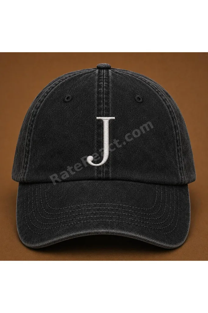 "J" Harfi İsimlere Özel Tasarım Nakışlı Vintage Yıkamalı Beyzbol Şapkası