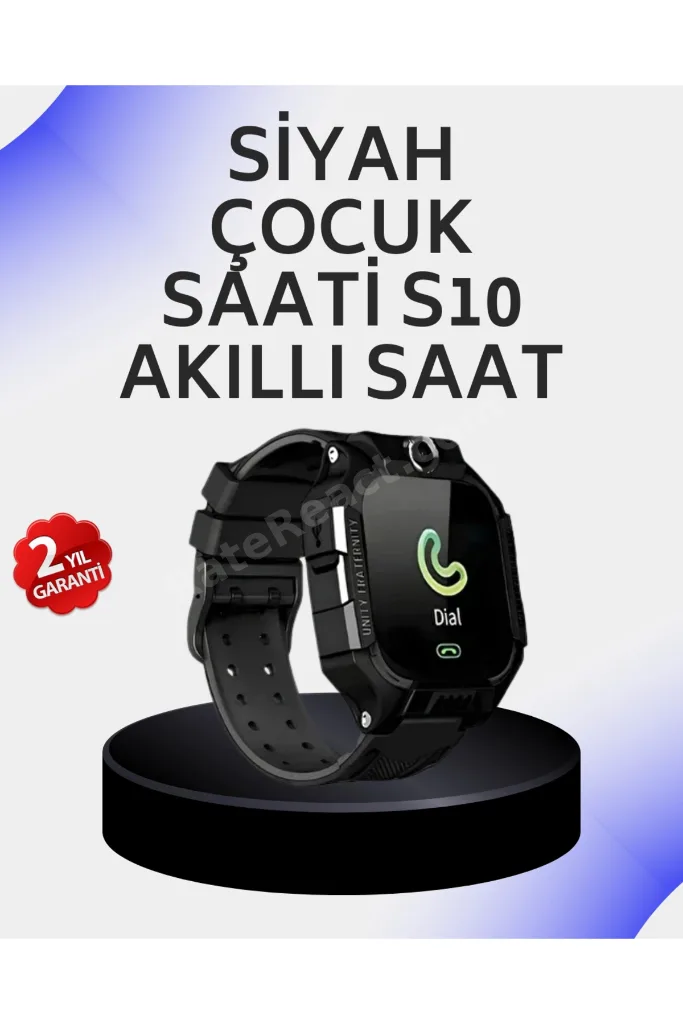 S10 Akıllı Çocuk Saati Siyah Tasarım Adımsayar ve Alarm Fonksiyonu