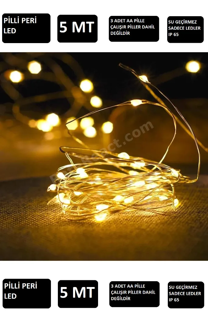 Peri Led 5 Metre Sarı Pilli Dekoratif Aydınlatma