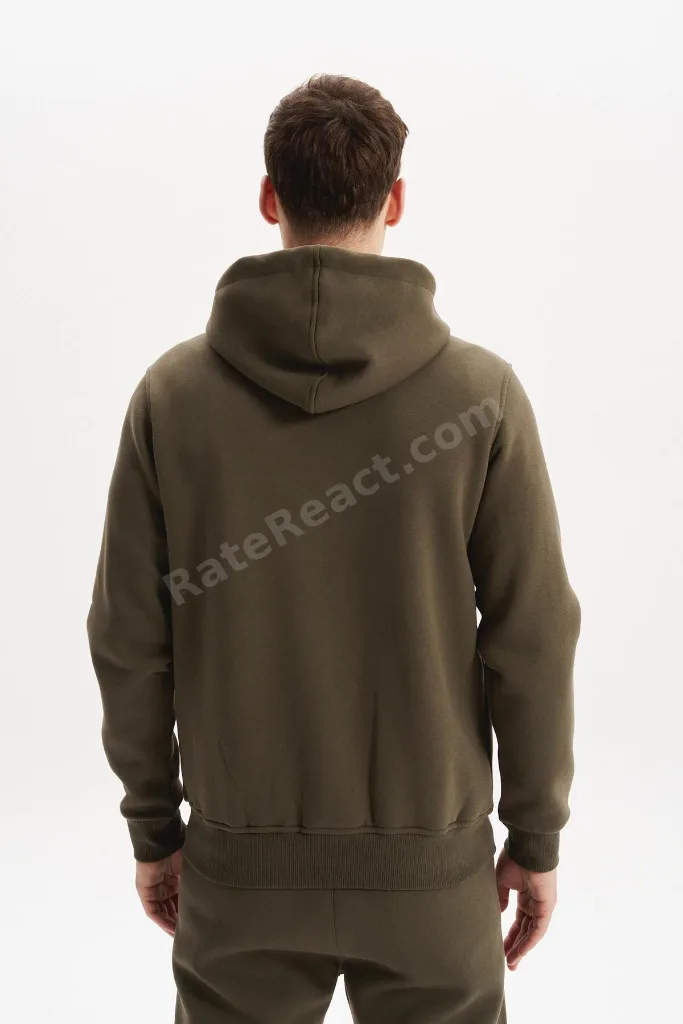 Ar-ma Erkek Tam Fermuar Sweatshirt Basic Baskisiz Kapşonlu Fleto Cepli Büyük Beden Şardonlu Üç İplik