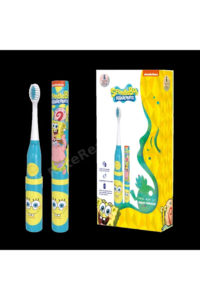 Çocuk Diş Fırçası - Sünger Bob (Sponge Bob) Lisanslı Pilli Diş Fırçası Eğitici 3+