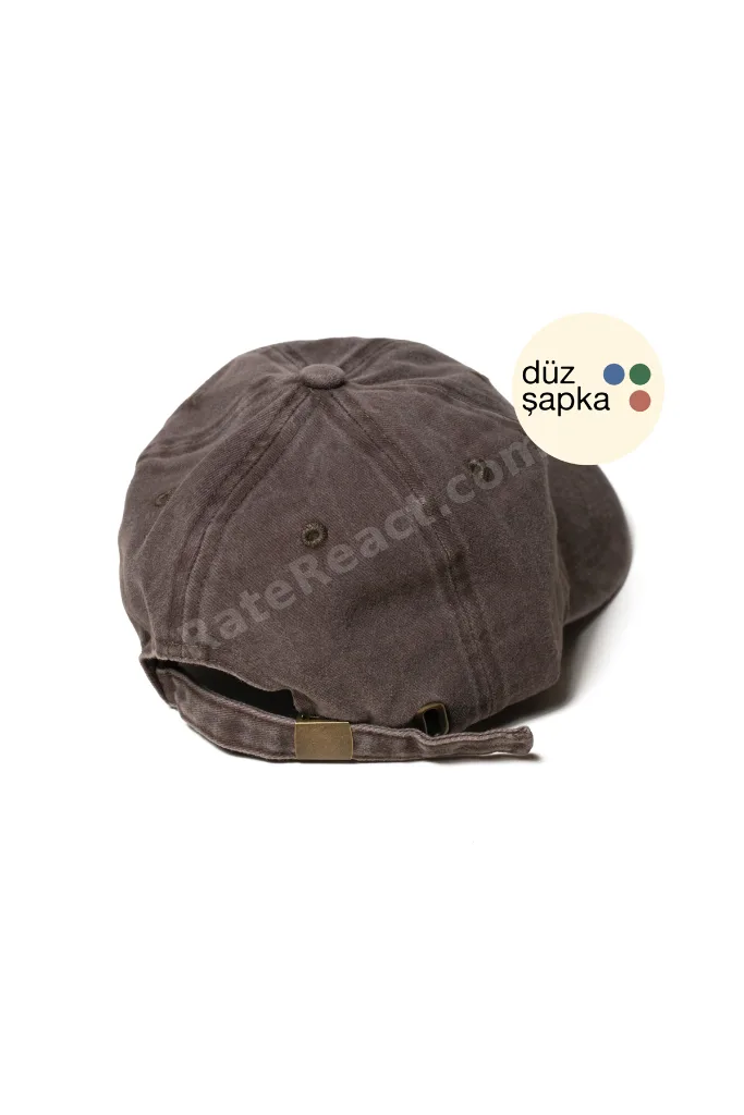 Düz Şapka | Kahverengi Yıkamalı Kep Şapka - Minimalist, Logosuz ve Yazısız