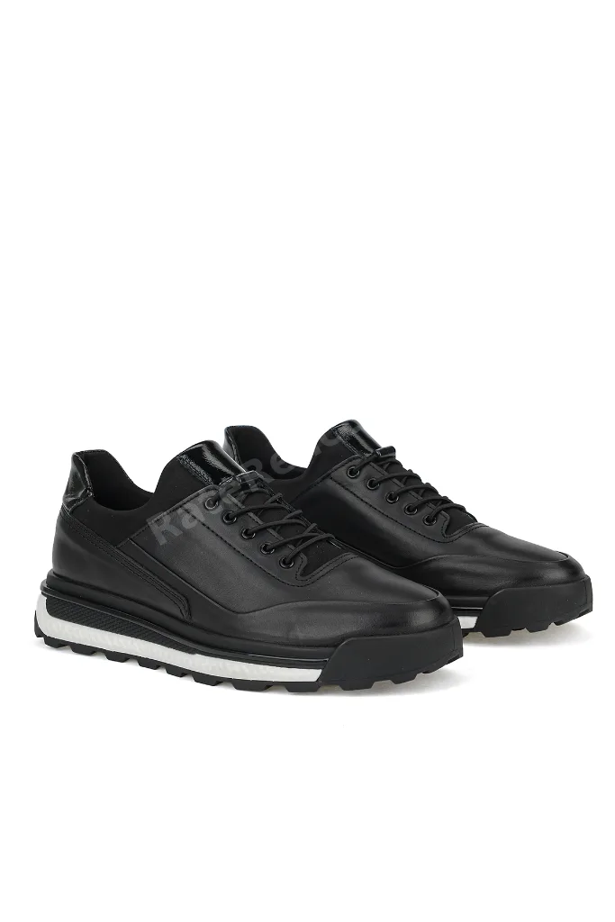 , Erkek Hakiki Deri Sneaker 1611053Z17602 Siyah