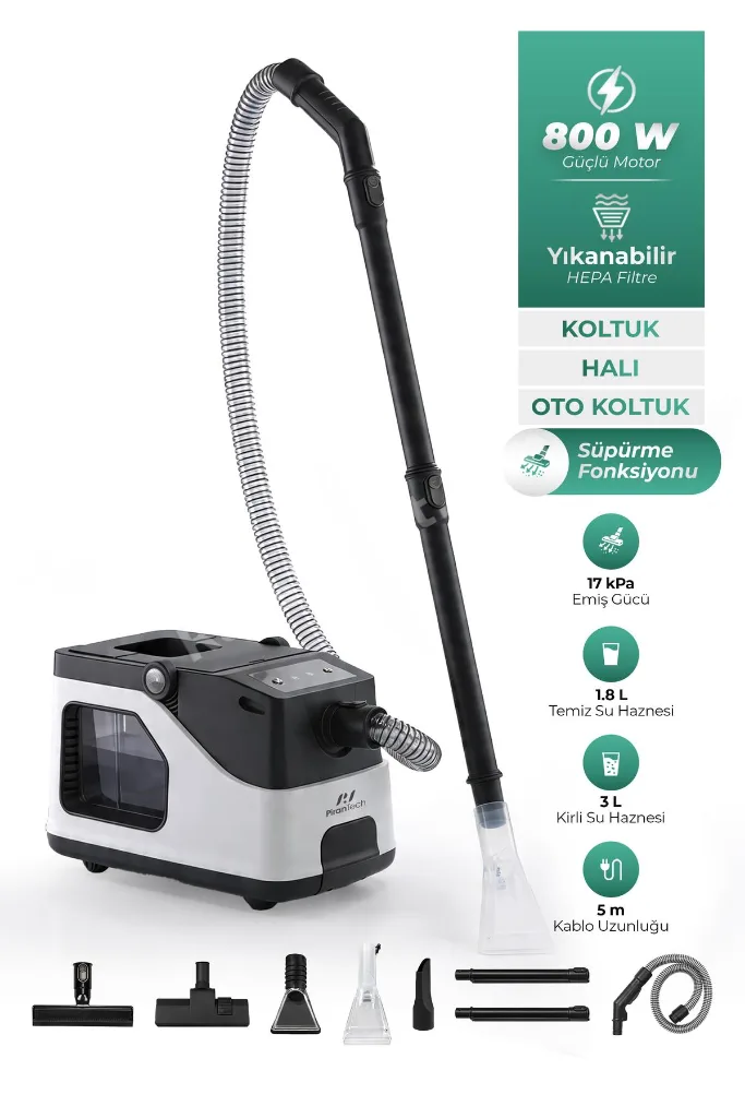 KT-503 Premium Koltuk & Halı Yıkama Makinesi (800W | 17 kPa)