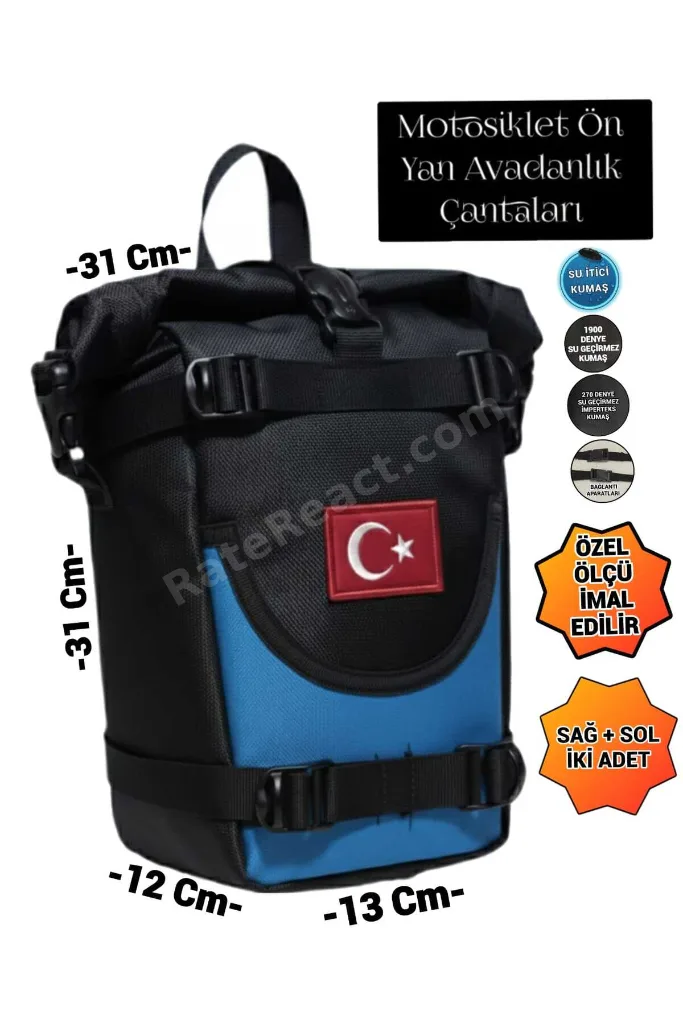 MOTOSİKLET ÖN YAN AVADANLIK ÇANTALARI MAVİLİ