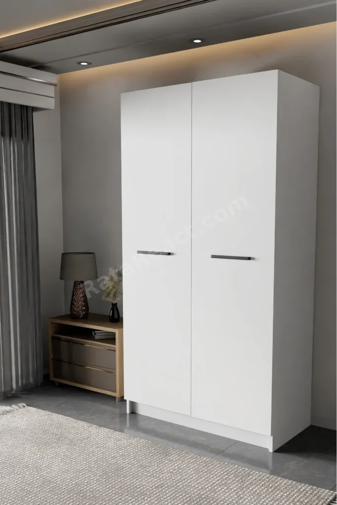 - LADİK - BEYAZ ÇİFT KAPAKLI GARDIROP 210-90-45 CM