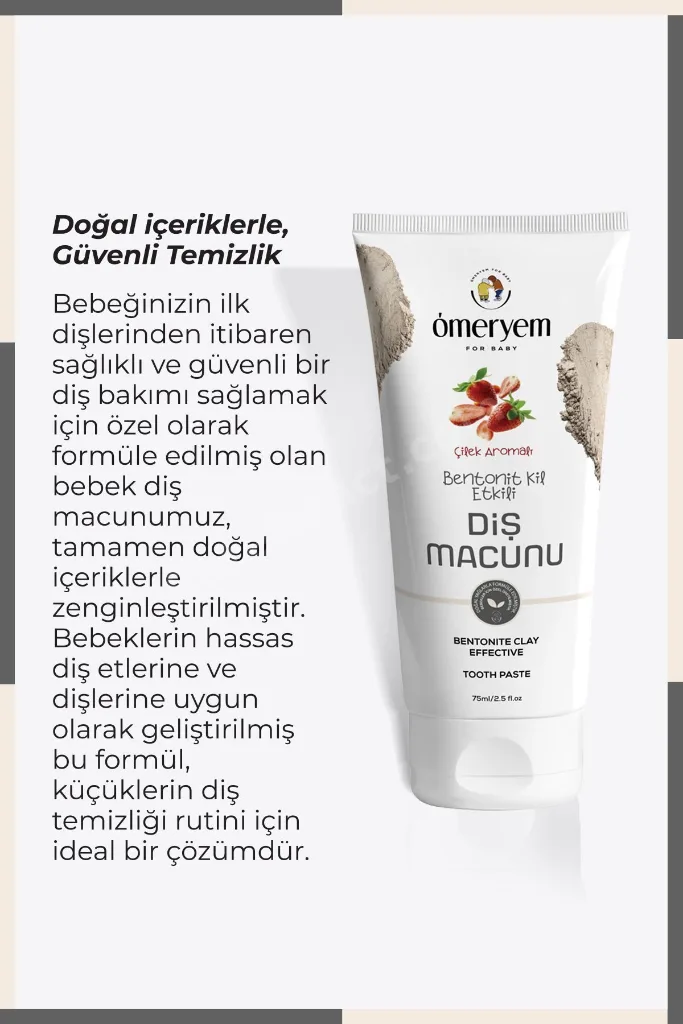 Bentonit Kil Etkili Çilek Aromalı Diş Macunu - 75ml