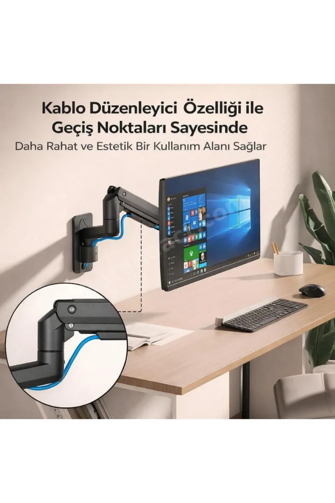 North Bayou Nb F120 Duvar Monitör TV Askı Aparatı Tutucu Kolu Su Terazili 17-27 inç Hareketli