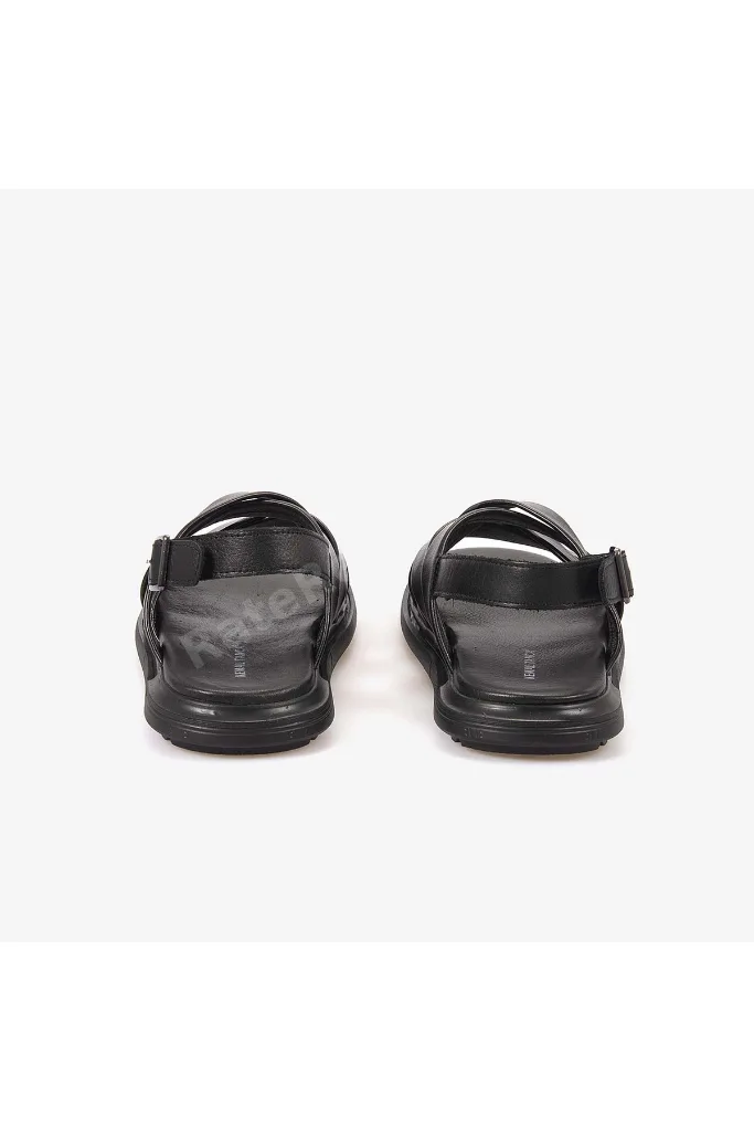 Erkek Kauçuk Tabanlı Deri Comfort Günlük Çapraz Bantlı Sandalet 555