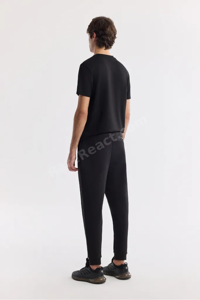 Erkek Siyah Beli Lastikli Bağcıklı Bi-Stretch Regular Fit Eşofman Altı A51Y3400