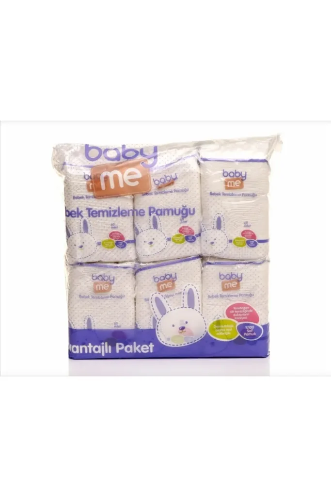 Bebek Alt Ve Vücut Cilt Temizleme Pamuğu 6'lı Paket