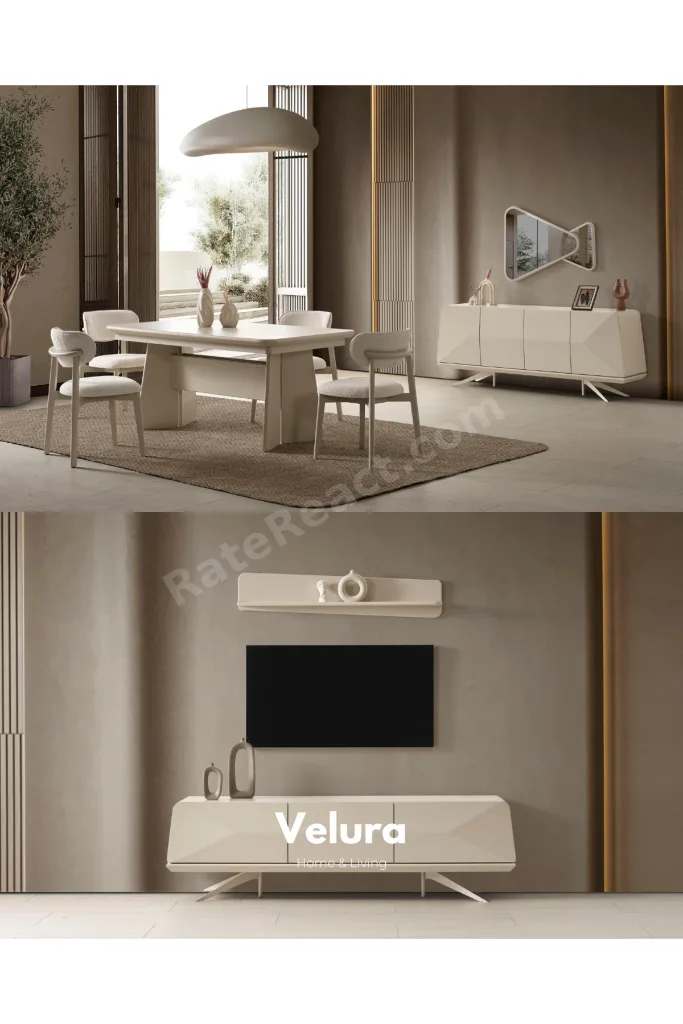 Vakko Yemek Odası Takımı - Krem (TV Ünitesi Dahil)